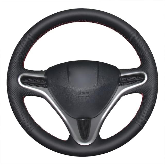 For Car - Yuji-Hong Artificial Leather Car Steering Covers Case for Hondas Jazz Fit Citys Insight 2008-2013 Hand-stitched Wheel Cover (Red)