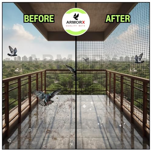 Image of ARMORX Green Anti-Bird Net UV-Stabilized HDPE Multi-Filament Net with Installation Kit & Tying Ropes Attached - Green - 8ftx22ft