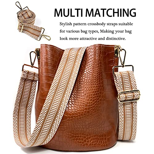 Image of Dsigo Purse Strap, 2 inch Wide Gold Buckle Embroidery Crossbody Shoulder Strap for Bag Handbag Canvas Bag Crossbody Bags