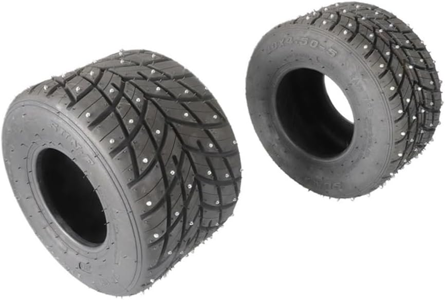 Fit For 1 Pcs Racing Go Kart Winter Snow Tubeless Tire Front 10x4.50-5 Rear 11x7.10-5 Quad Drift Trike 5 inch Anti-skid Tyre With Cleats(10x4.50-5)