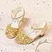 Furdeour Toddler Princess Shoes Mary Jane Dress Shoes Little Girls 3-4 Size 8 Sparkly Heels Toddlers Girls' Sandals Gold Heeled Kids Wedding Flower Birthday Wedding Party(F2908 SGold 8)