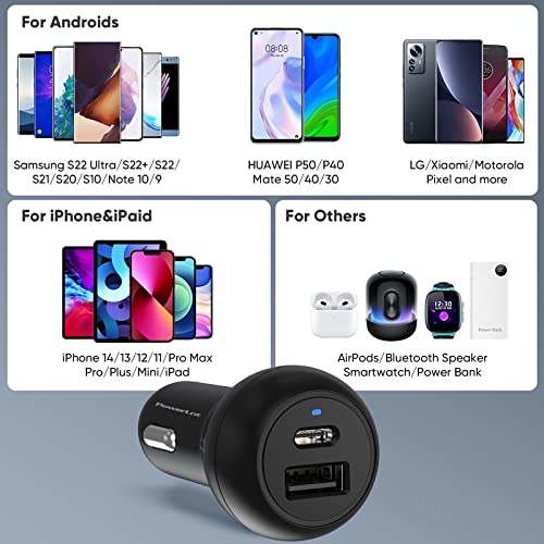 USB C Car Plug Fast Charging Adapter, 38W 2 Port Multi Port Car Charger, PD 20W & QC 18W Cigarette Lighter Adapter for iPhone 14/13/12, iPad Air/Pro, S20/S10, Note 21/20 by PowerLot - Used condition - Image 4