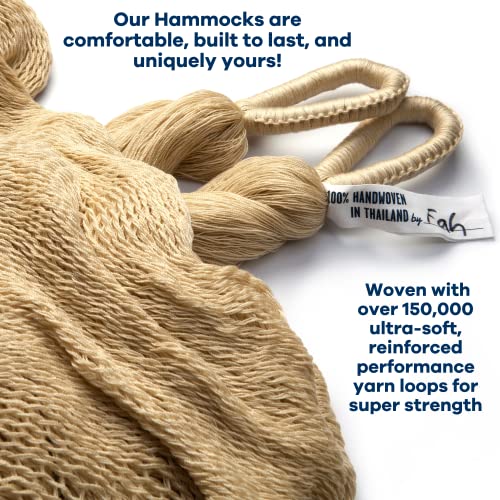 Handwoven Hanging Chair By Yellow Leaf Hammocks - Fits 1 Person, 330Lb Max - Kick Back For Full-Body Recline - Weathersafe, Ultra Soft, Hang Anywhere - Color: Natural Khaki #TOP2