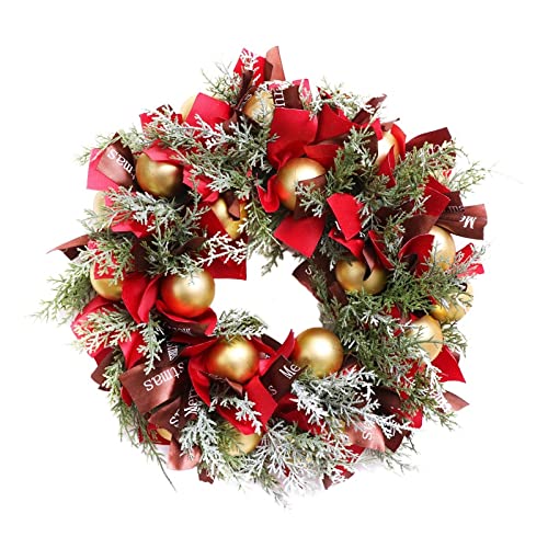 Guirlande de Noël pour porte résistant au temps avec boules et fleurs artificielles de couleur