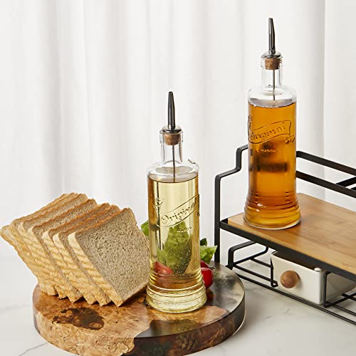 Mason Jar Oil And Vinegar Cruet Bottles - Set Of 2-16.9Oz - Authentic Original Olive Oil Glass Dispenser Set, Leak Free, Strong Stainless Steel Top With Weighted Pourer & Cork Base, Farmhouse Décor #TOP5
