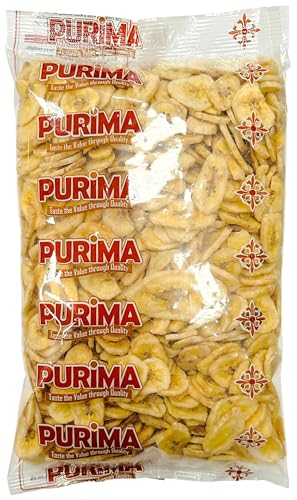 Banana Chips 1kg Dried Banana Slices Natural Fruit Crispy Sweet Sweetened Crunchy Snack Dehydrated Dry Ready to Eat - Large Bulk Bag Vegan - PURIMA