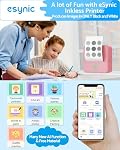 eSynic Rechargeable Mini Sticker Printer Machine-Portable Bluetooth mini impresora portátil with Inkless Printing for Study Notes/Journal/Photos Includes 10 Rolls Adhesive & Thermal Paper