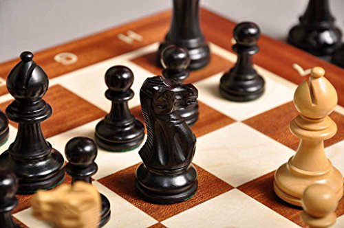 The Library Grandmaster Chess Set, Box, And Board Combination - Ebonized Boxwood And Natural Boxwood - By The House Of Staunton #TOP2