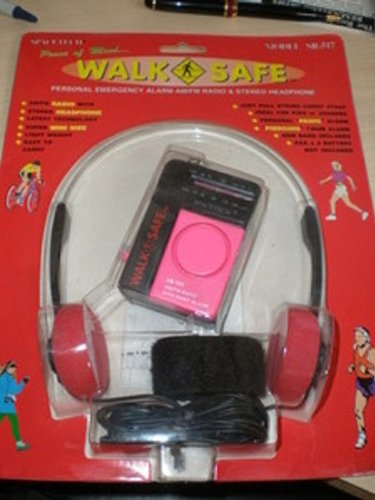 Walk Safe- Mini Small Light AM FM Sports Radio & Panic Alarm