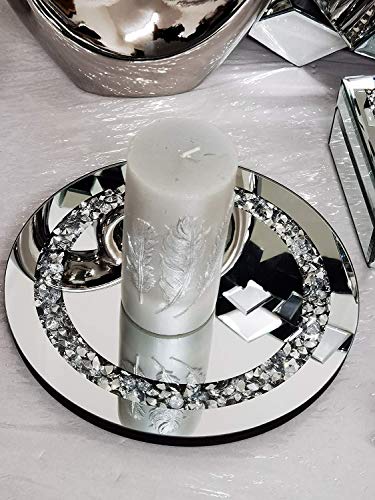 25cm Diamante Mirrored Crystal Candle Plate- an Elegant Addition to Your Home- Best Gift