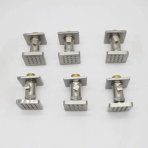 Miniatura 14 de Chorros de ducha cuadrados de oro cepillado con control de flujo y giratorio, chorros de masaje de agua ajustables de latón macizo, montaje en pared