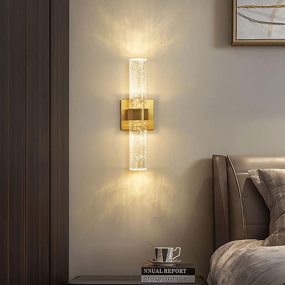 Gold Long Wall Sconce Crystal Wall Lamp Mirror Front Lamp Modern Wall Linghting LED 3000K Wall Light for Bath Living Room Vanity Bedroom Lighting Fixture
