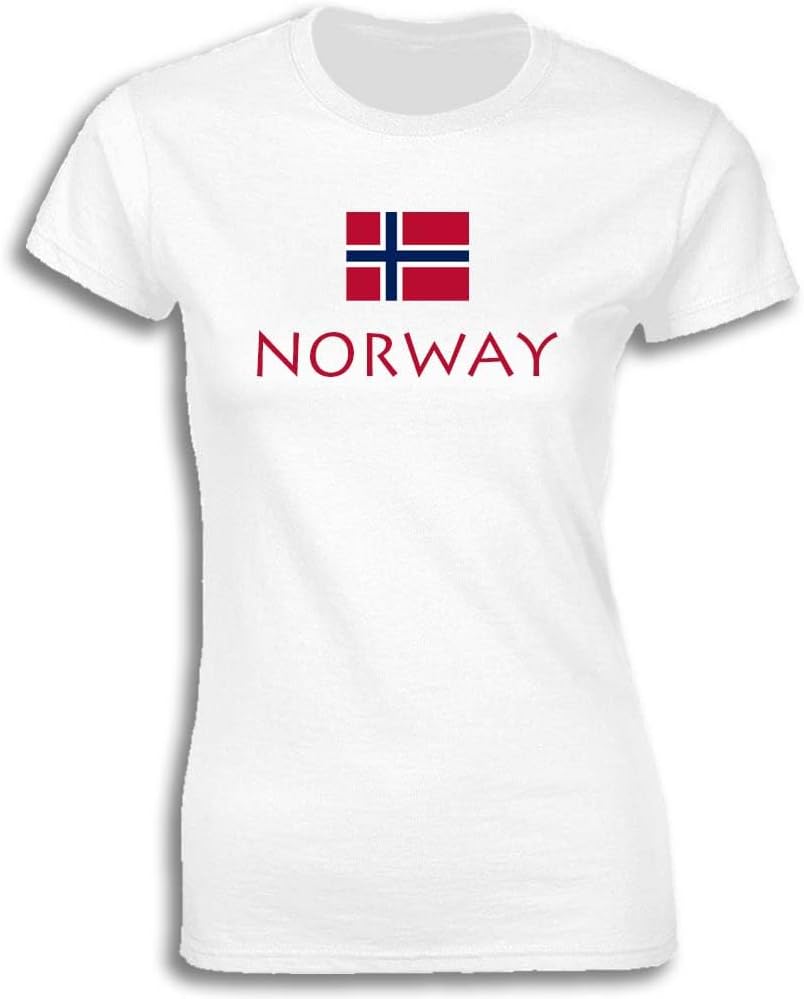 Norway With Flag | Norwegian Flag | National International Day Celebration Cotton T-Shirt For Women