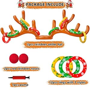 Max Fun Inflatable Reindeer Antler Ring Toss Christmas Games Indoor Outdoor Party Games Hat for Xmas Gifts Holiday Party Supplies Favors Games for Family Max Fun Inflatable Reindeer Antler Ring Toss Christmas Games Indoor Outdoor Party Games Hat for Xmas Gifts Holiday Party Supplies Favors Games for Family