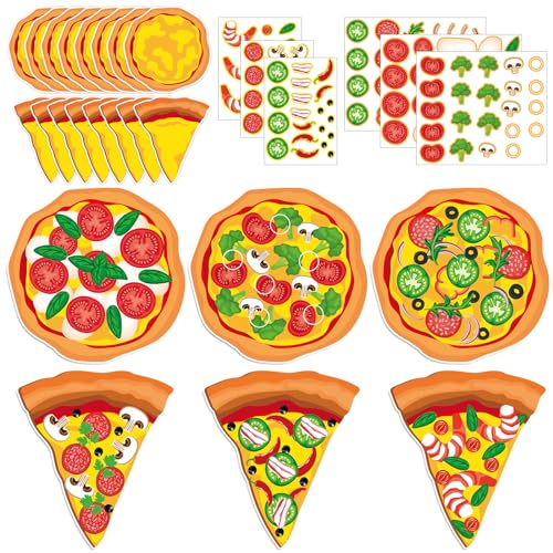 Qyeahkj 30 Pcs Pizza Topping Sticker Craft Make Your Own Pizza Party Stickers Games for Favors Paper DIY Party Decorations Back to Craft Activity Bulk First Day of Games