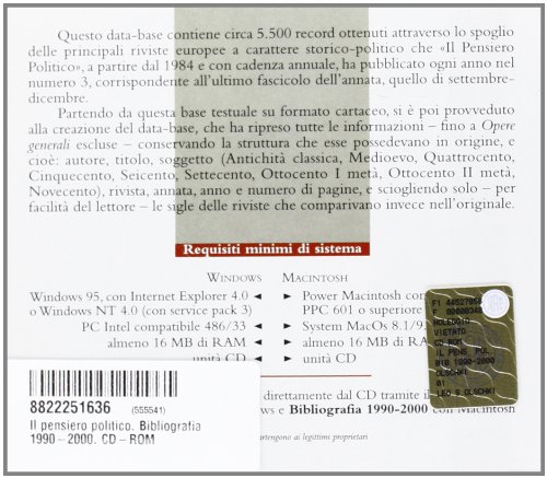 Il pensiero politico. Bibliografia 1990-2000. CD-ROM