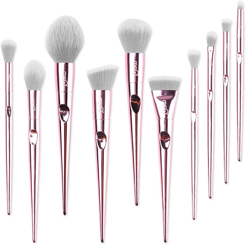 Makeup Brushes MSQ 10pcs Professional Makeup Brush Set Soft Synthetic Hair for Foundation, Highlighter, Liquid, Concealer, Eye Shadow, Lip - Rose Gold