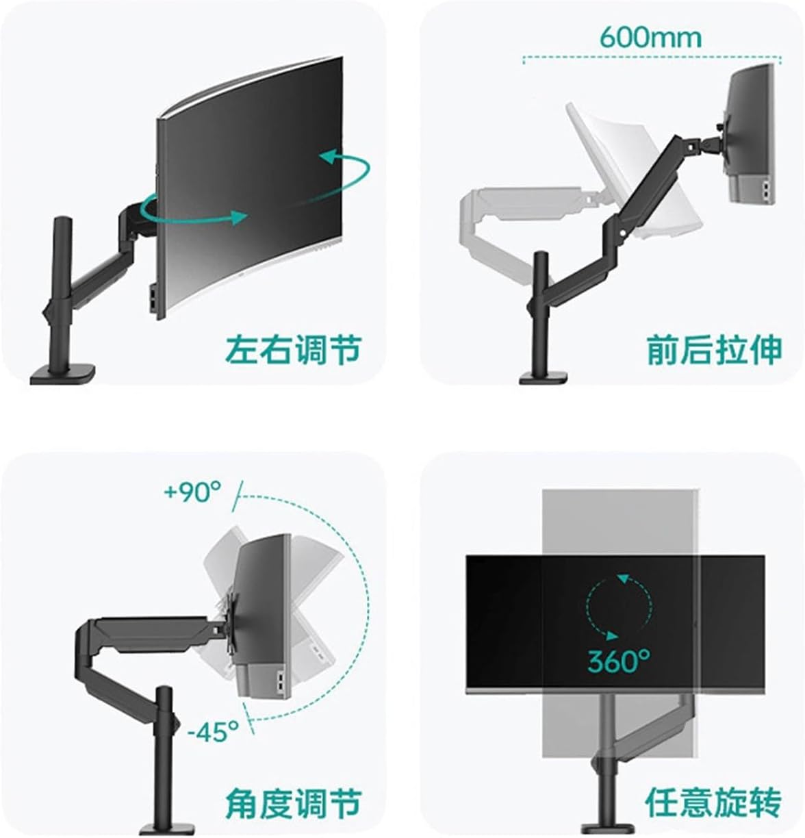 Display stand pneumatic hovering, lifting and rotating(Snowflakesilver17-32inch)