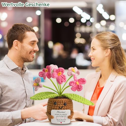 Aruigu Aruigu Geschenke für Frauen, Handgefertigtes Häkelblume mit Karte, Geschenk & Ermutigungsgeschenke für Mutter Geburtstag Geschenk für Paare, personalisierte Geschenke - Verwendungsansicht 7 | TV | Video | Foto