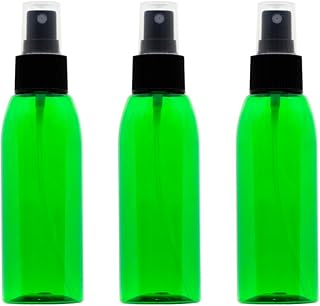 عبوة من 3 زجاجات بخاخ بلاستيكية سعة 120 مل بلون اخضر مقاس متوسط من بلاستيك عالي الجودة صحي قابل لاعادة الملء للاستخدام لمستحضرات التجميل ولاغراض السفر (اخضر)