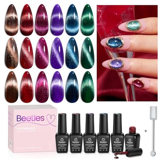 beetles Gel Polish Conjunto De Esmaltes Em Olho Gato Beetles, 6 Cores, Glitter Vermelho Rosa Marrom Brilhante Bordô Roxo Azul Verde Efeito Magnético Kit Deslumbrante Manicure Soak Off Uv Presentes P