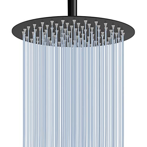Voolan 10" All Metal Rain Shower Head, High Pressure, Black