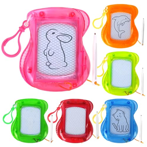 Lot de 6 mini tableaux à dessin magiques colorés avec porte-clés, planche à dessin magnétique pour enfants, mini tableau à dessin pour enfants pour petits cadeaux d'anniversaire d'enfants, cadeaux