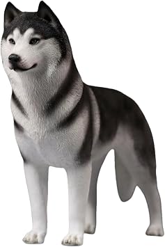 Siberian Husky Dog Pet Huskie Figure Resin Animal Decor Model Gift for Adult Black