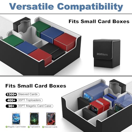 Image of Mlikero Card Deck Case, Trading Card Storage Box for Magnetic Cards Holder and Hard Plastic Cards Protectors, Leather Magnetic Closure Deck Box Fit for MTG, TCG