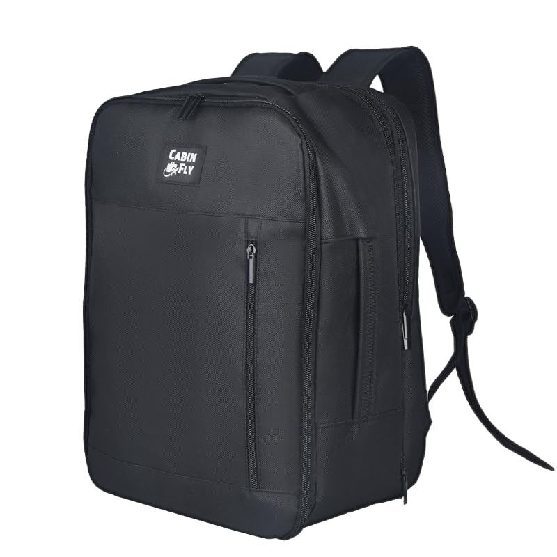 Pacemaker Eurowings Rucksack 40 x 30 x 25 cm Handgepäck 40x30x25cm Erweiterbar Koffer 40x30x20 Ryanair Wizzair Transavia (Schwarz-Erweiterbar-40x30x25)