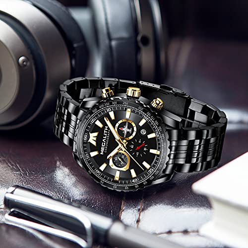 Image of MEGALITH Wrist Watches for Man Analog Classic Waterproof Stainless Steel Chronograph Quartz Date Luminous Hands Mens Casual Watches