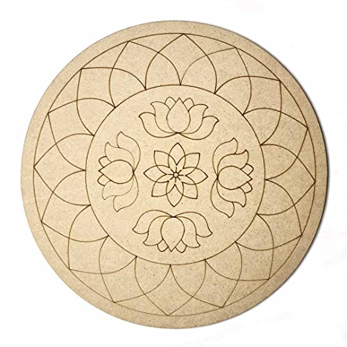 Image of Adikala Lotus With Mandala Engraved Design MDF for DIY | Art Decor | for Decorations, Festival Gift, Wedding Decorations 12.inch