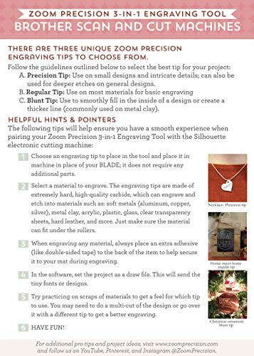 Brother Scanncut 3-In-1 Etching/Engraving Tool - Precision, Regular, And Blunt Engraving Tips With Heart, Dog Tag, And Circle Stamping Blanks For Brother Scan And Cut Machines- By Zoom Precision #TOP3