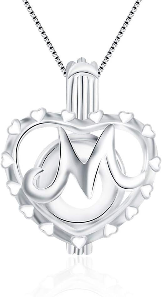 925 Sterling Silver Initital M Cage Pendants Crafting Charm for DIY Necklace Bracelet Jewelry Making