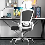 Mimoglad Office Chair, Comfy Desk Chair - High Back Ergonomic Computer Chair with Adjustable Lumbar Support & Headrest, Flip-up Armrests for Guitar Playing, Swivel Task Chair for Home Office