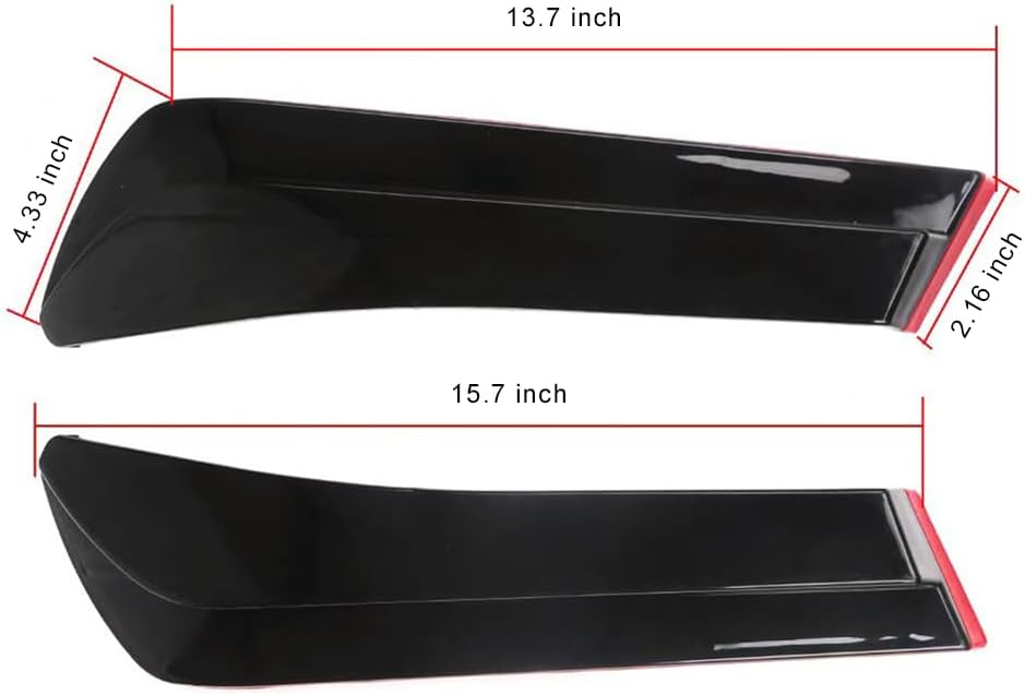 2 PCS Universal Car Rear Bumper Lip Splitter Canard Diffuser, Anti-Collision Side Skirt Protector Exterior Decoration Trim Accessories (Red)