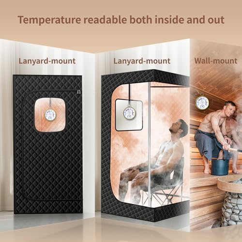 Judkoir Sauna Thermometer Fahrenheit and Hygrometer, Upgraded Lanyard-Mounted for Portable Steam Sauna Box, Ideal for Infrared/Indoor/Home Use, Essential Accessory and Gift for Enthusiasts