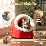 Katzenhöhle Hundehöhle Kuschelhöhle Katze Wärmeschutz im Winter Katzenbett Katzen zubehör Plüsch Katzenkissen für Katzen Kleine Hunde (Grau, L)