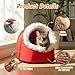 Katzenhöhle Hundehöhle Kuschelhöhle Katze Wärmeschutz im Winter Katzenbett Katzen zubehör Plüsch Katzenkissen für Katzen Kleine Hunde (Grau, L)