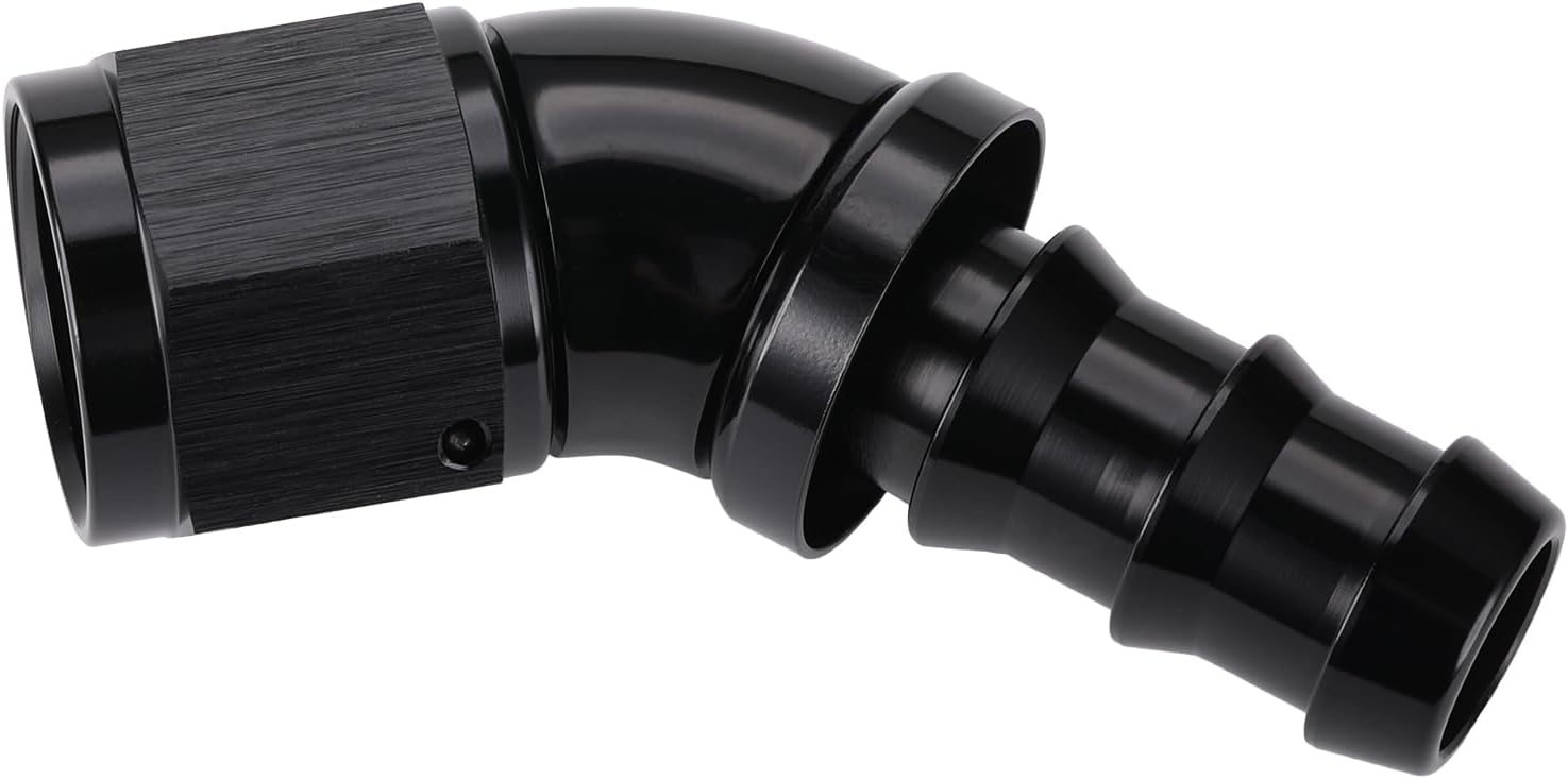 10AN 45 Degree Push Lock Full Flow Hose Fitting End Elbow Adapter Aluminum Black