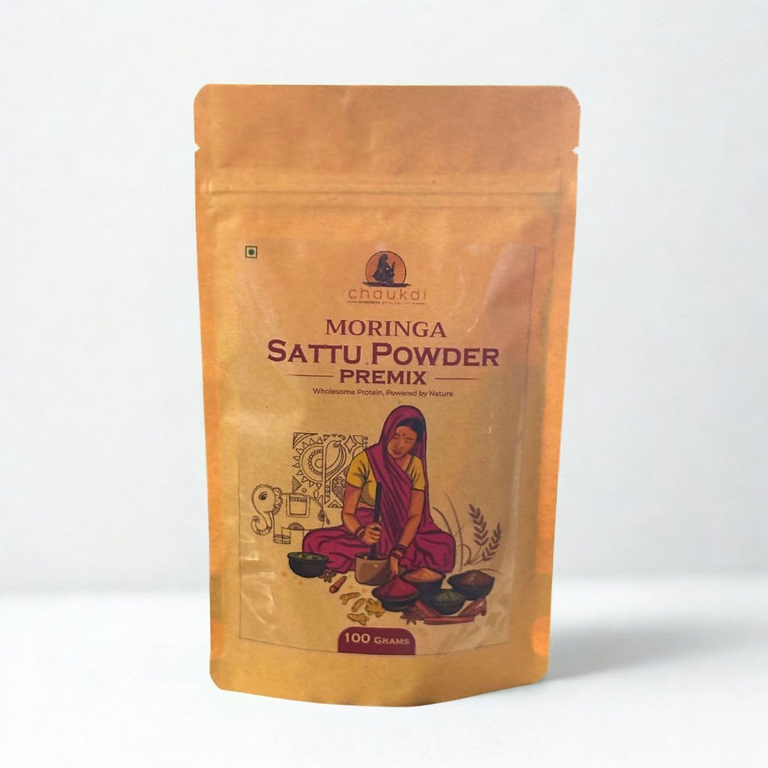 Moringa Sattu Powder Premix (100gm) | Chana Sattu Protein Powder | Vitamin and Fibre Rich Nutrition Drink-image-15