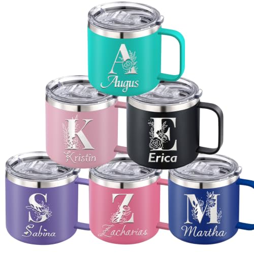 Image of Custom Insulated Coffee Mug with Handle and Lid Personalised Travel Mugs
