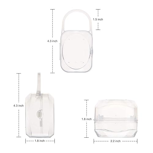 Miniatura 6 de Accmor Funda para chupete con asa, sin BPA, caja universal para chupete para viajes, transparente, paquete de 2