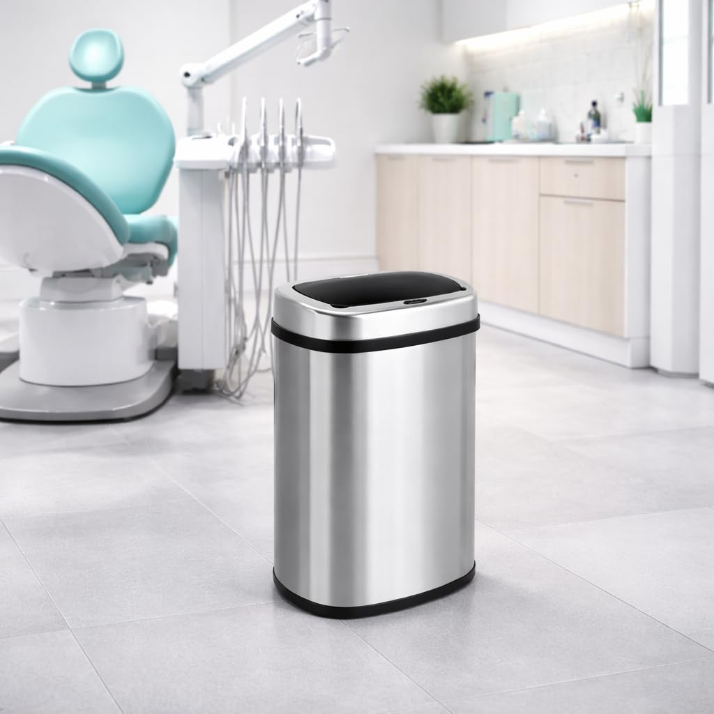 Cubo de Basura Automatico Cocina con Sensor de Movimiento Inteligente Sin Contacto | 50 litros Acero INOX Tapa Automática Carga con Pilas o Batería. Diseño moderno para hogar oficina y reciclaje