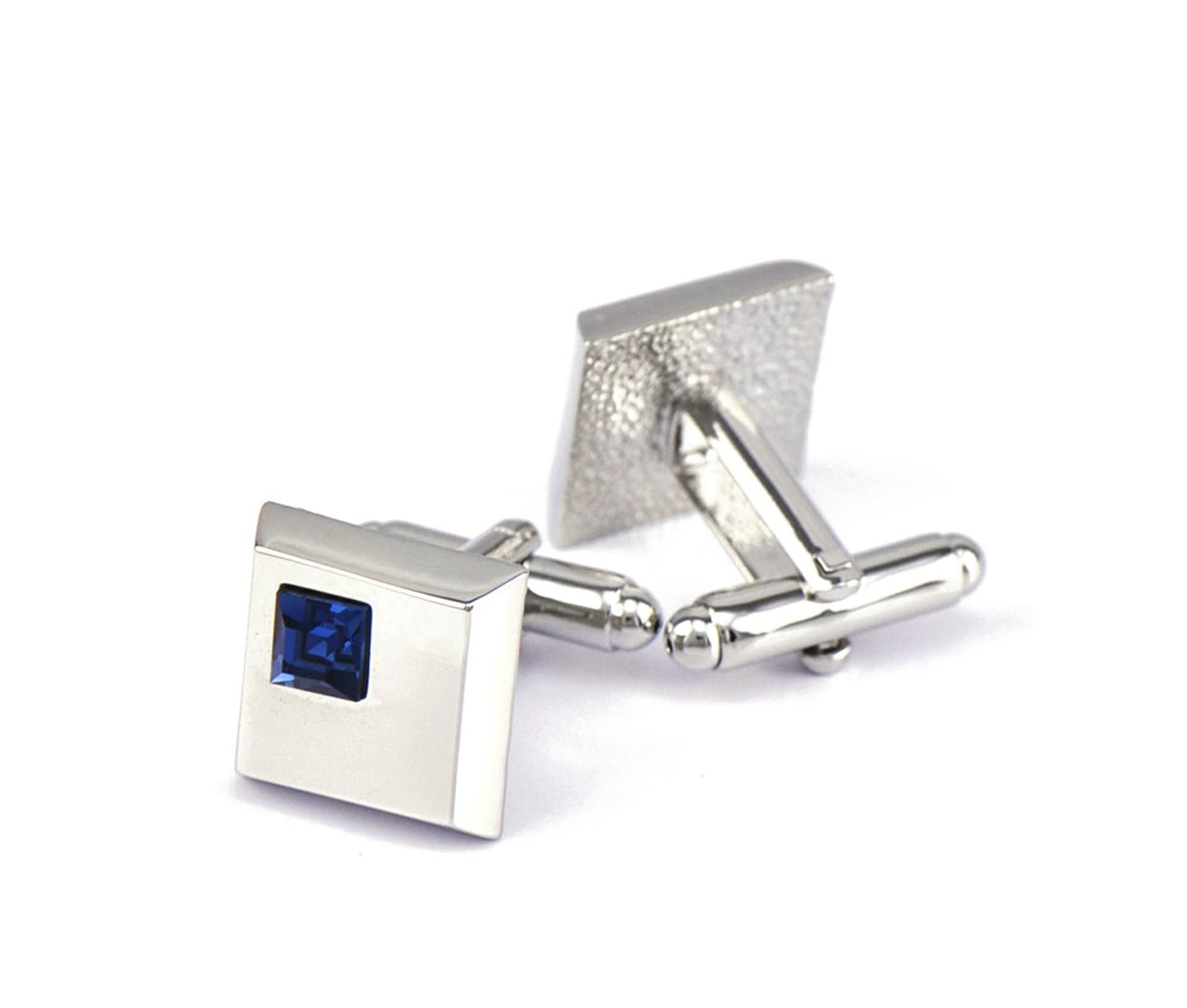 Wycian Gemelos Camisa, Gemelos Hermano Boda Cristal Cuadrado Plata Cobre 1.8CM para Camisa Traje Boda Graduación Negocios