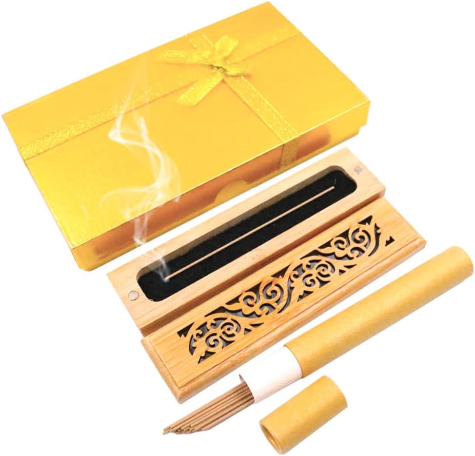 Oud Incense Bakhoor Burner Arabic Golden Gift Box with Cambodian Oud Sticks 20pcs