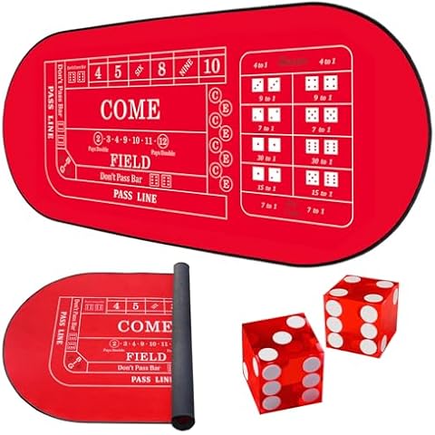 TMKEFFC 33" x 17" Mini Craps Table Mat,with Two Dices,Portable Casino Craps,Non-Slip Rubber Craps Game Tabletop Mat Cover for Game Night,Home Entertainment,Party Game Cover