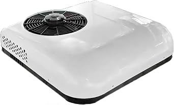 RV Roof Top Air Conditioner, Portable Car DC Air Conditioner, 12V/24V Parking Split AC Unit for Truck, Semi Truck, Van, Camper, White-12V