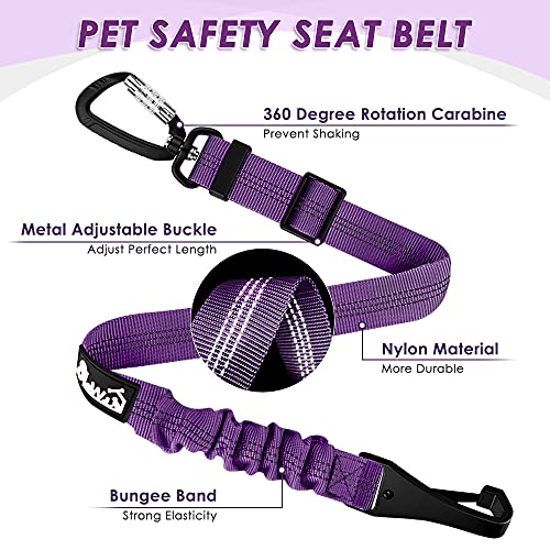 Slowton Dog Car Seat Belt, Pet Seatbelt Clip Tether Puppy Safety Latch Bar Attachment Harness Leash Small Medium Large Dogs Adjustable Restraint Lockable Swivel Carabiner For Doggie Travel (2Pc-Pu) #TOP4