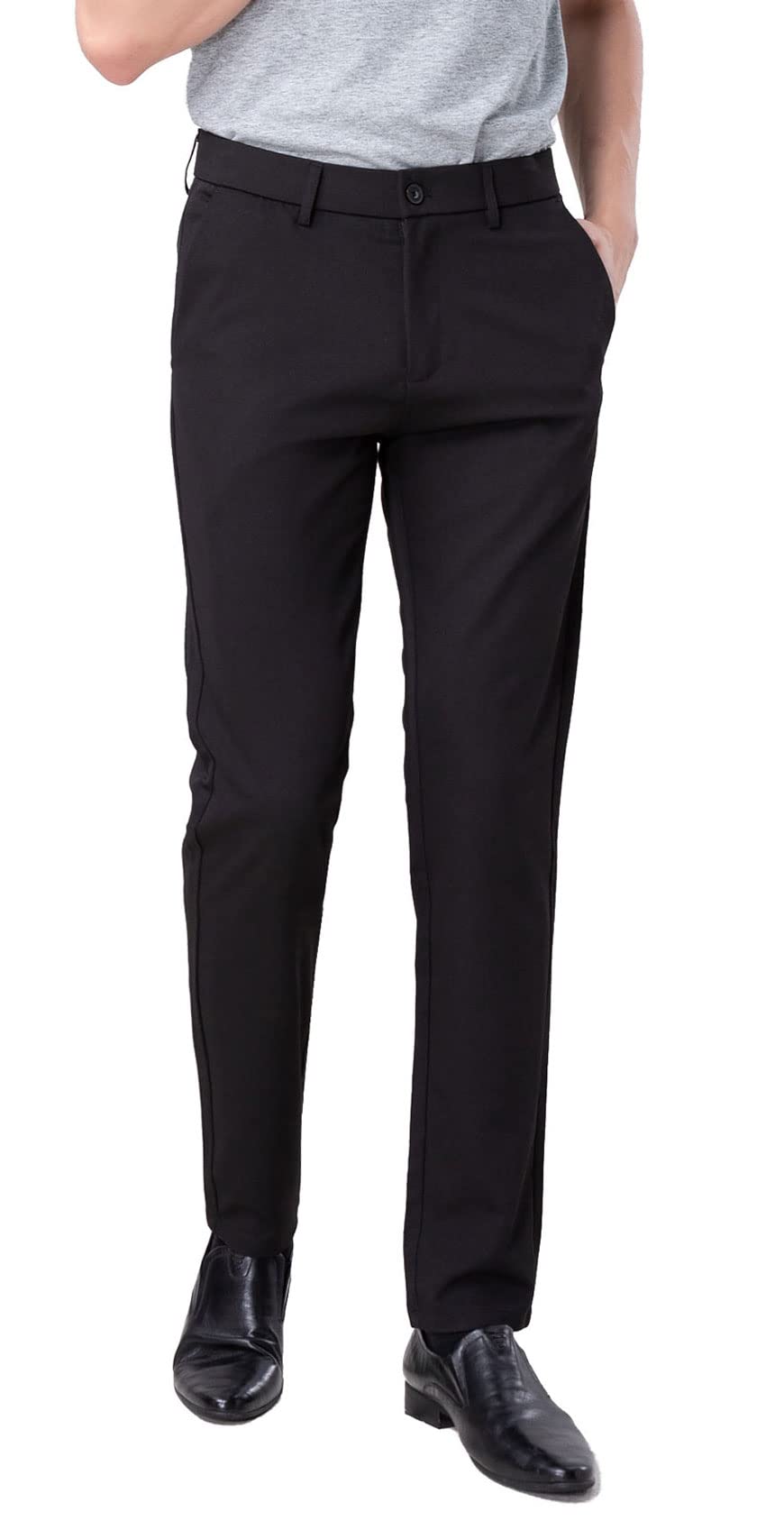 (SIZE 34x30) Plaid&Plain Men’s Slim Fit Dress Pants Stretch Dress Pants